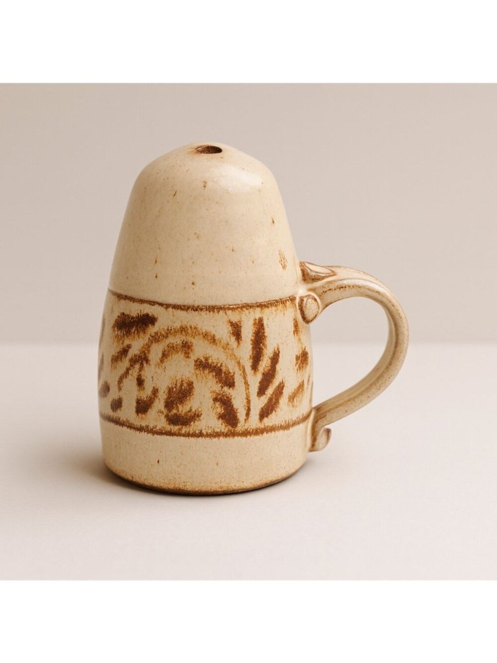 Becky Eiker Studio Pottery Ceramic Cheese Shaker and Cork Stopper Signed